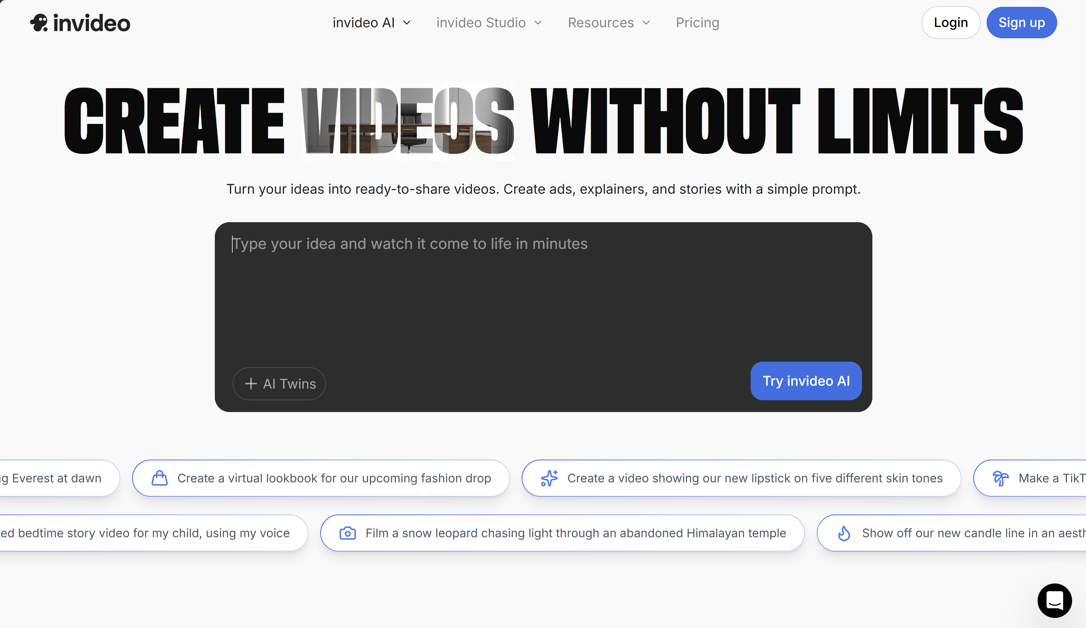 InVideo AI interface showing the video creation workflow