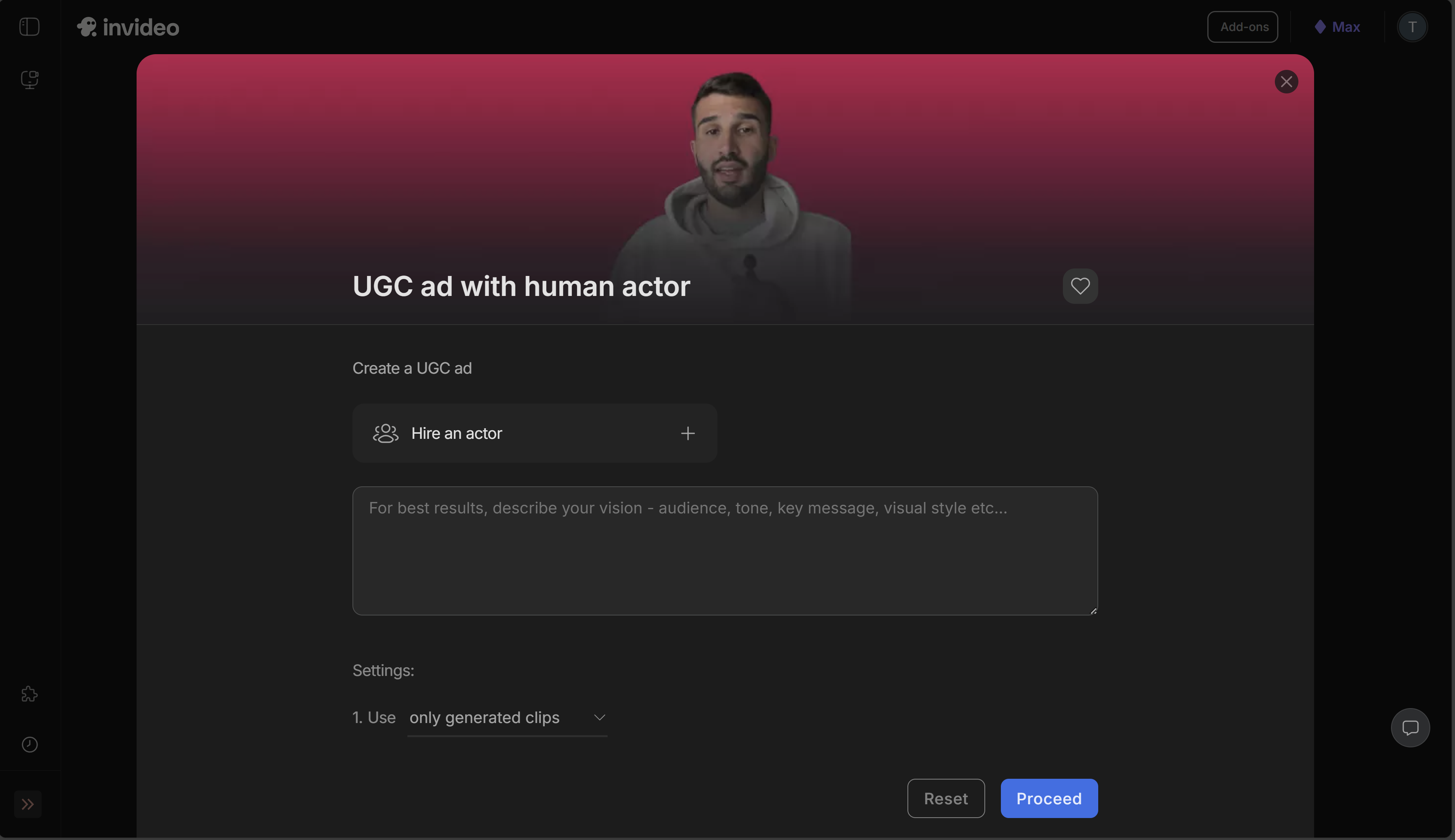 InVideo AI script creation interface